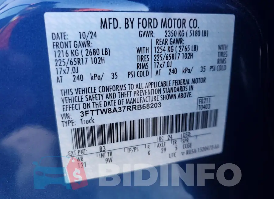 3FTTW8A37RRB68203 Photo# 12