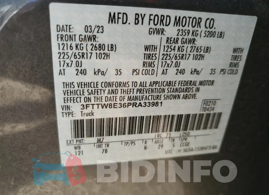 3FTTW8E36PRA33981 Photo# 13