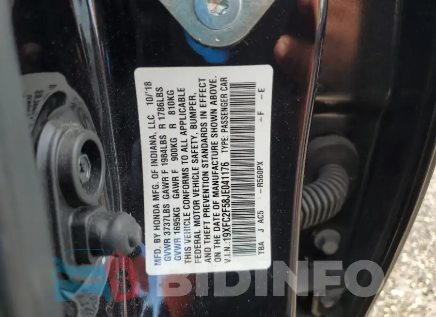 19XFC2F58JE041176 Photo# 12