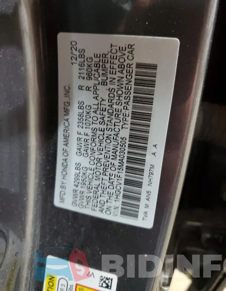 1HGCV1F15MA030505 Photo# 12
