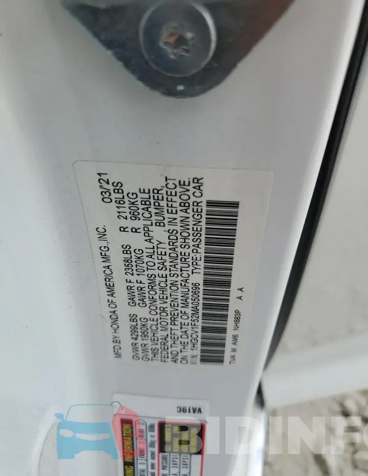 1HGCV1F52MA050696 Photo# 12