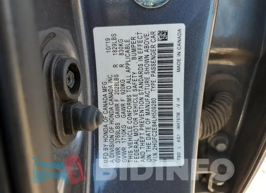 2HGFC2E84LH509280 Photo# 13