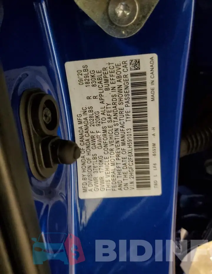 2HGFC2F6XLH591013 Photo# 12