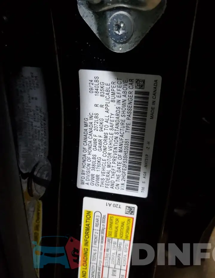 2HGFE2F53SH535351 Photo# 13