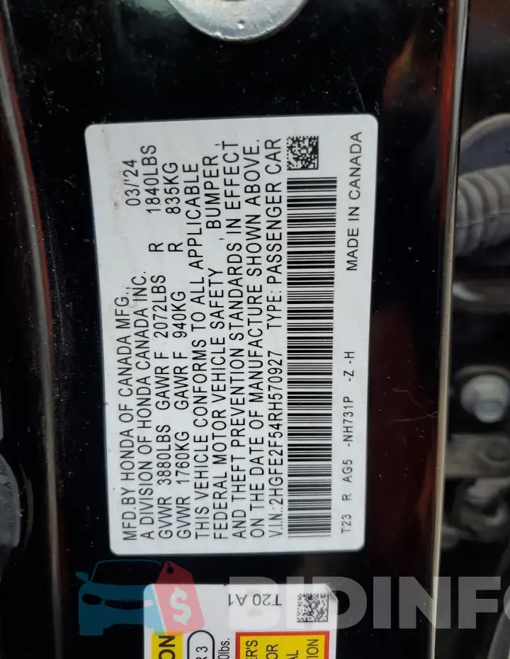 2HGFE2F54RH570927 Photo# 12
