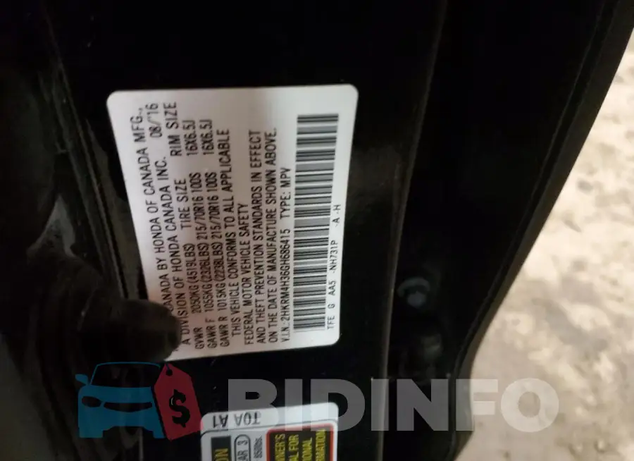 2HKRM4H36GH686415 Photo# 13