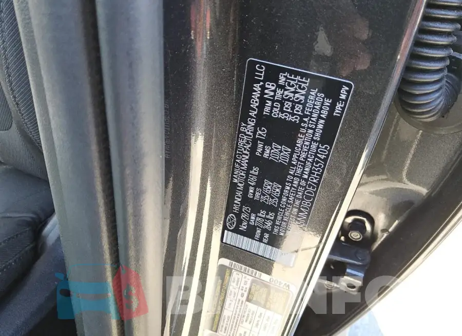 5NMJBCDE7RH357405 Photo# 14