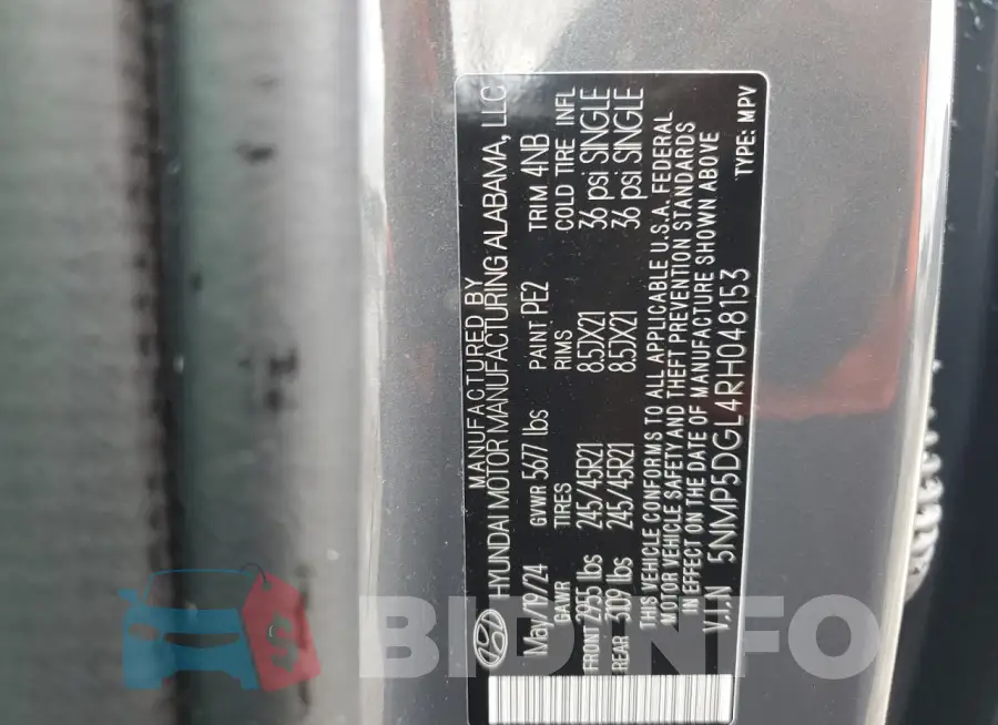 5NMP5DGL4RH048153 Photo# 13