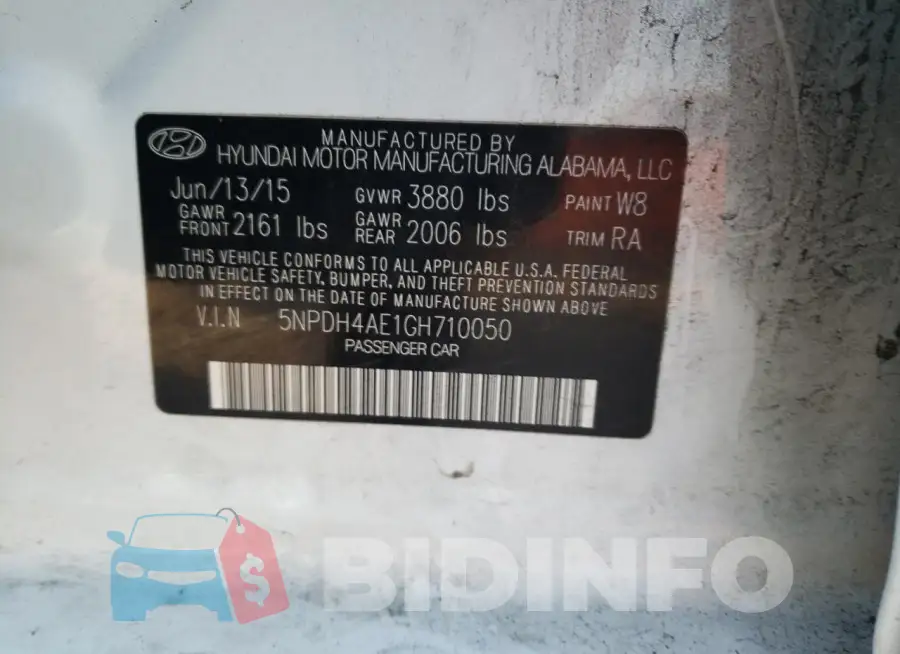 5NPDH4AE1GH710050 Photo# 12