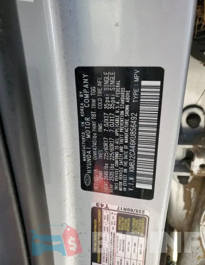 KM8J2CA46KU856492 Photo# 13