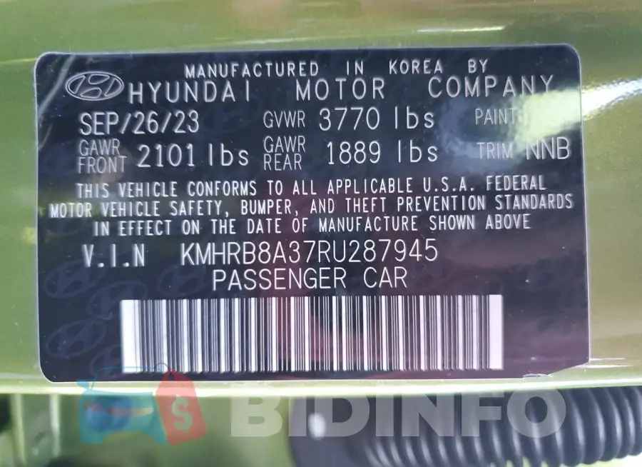 KMHRB8A37RU287945 Photo# 13