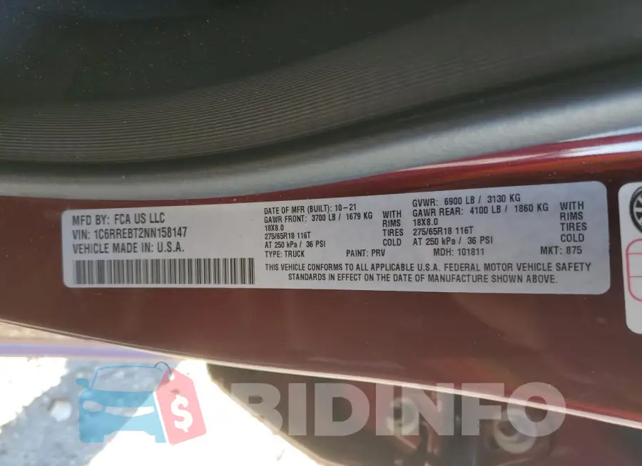 1C6RREBT2NN158147 Photo# 13