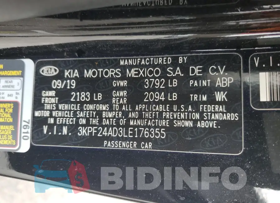 3KPF24AD3LE176355 Photo# 13