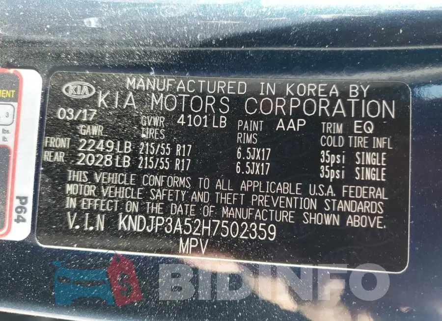 KNDJP3A52H7502359 Photo# 12