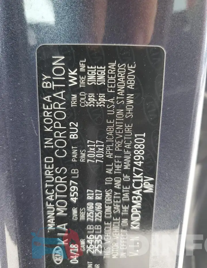 KNDPM3AC1K7498801 Photo# 14