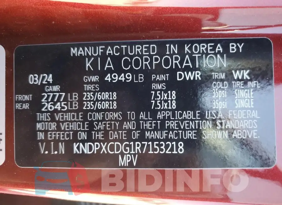 KNDPXCDG1R7153218 Photo# 13
