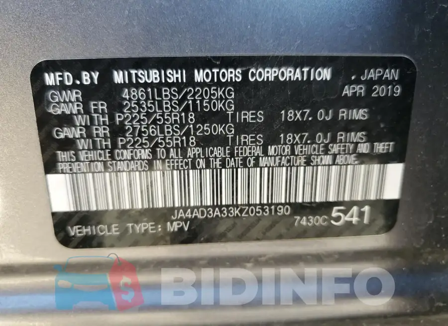 JA4AD3A33KZ053190 Photo# 13