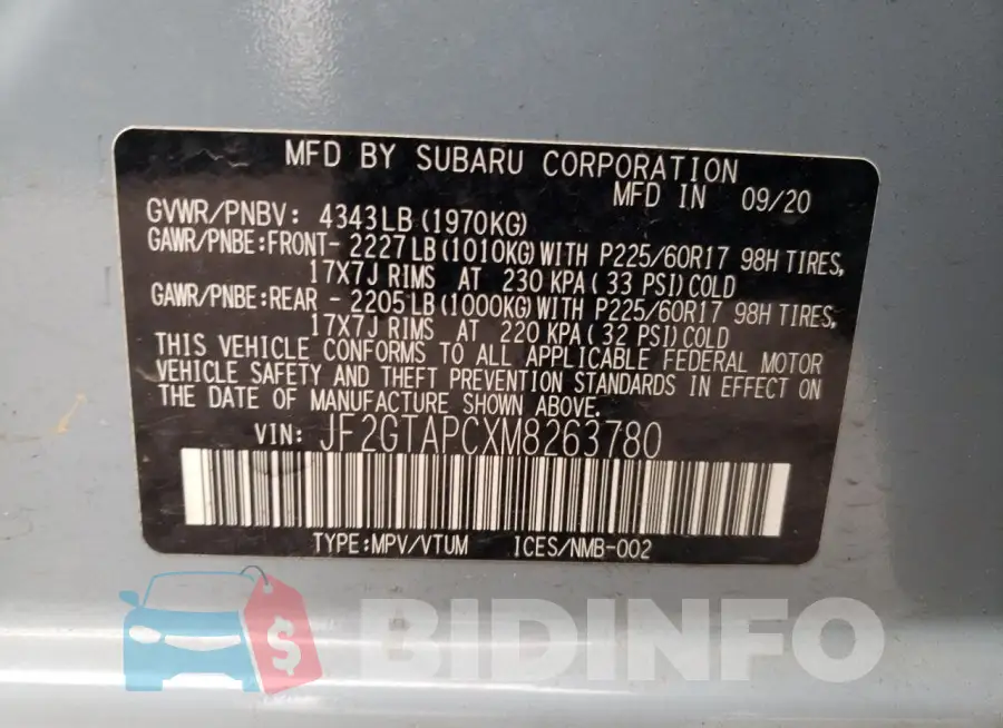 JF2GTAPCXM8263780 Photo# 13