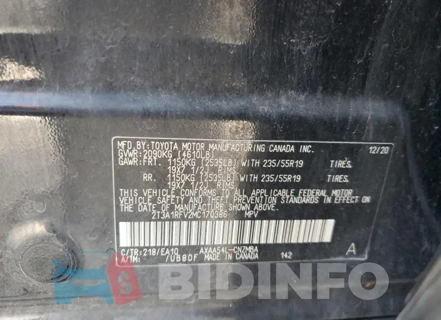 2T3A1RFV2MC170386 Photo# 12