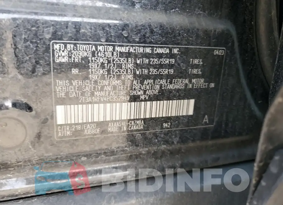 2T3A1RFV4PC352949 Photo# 13