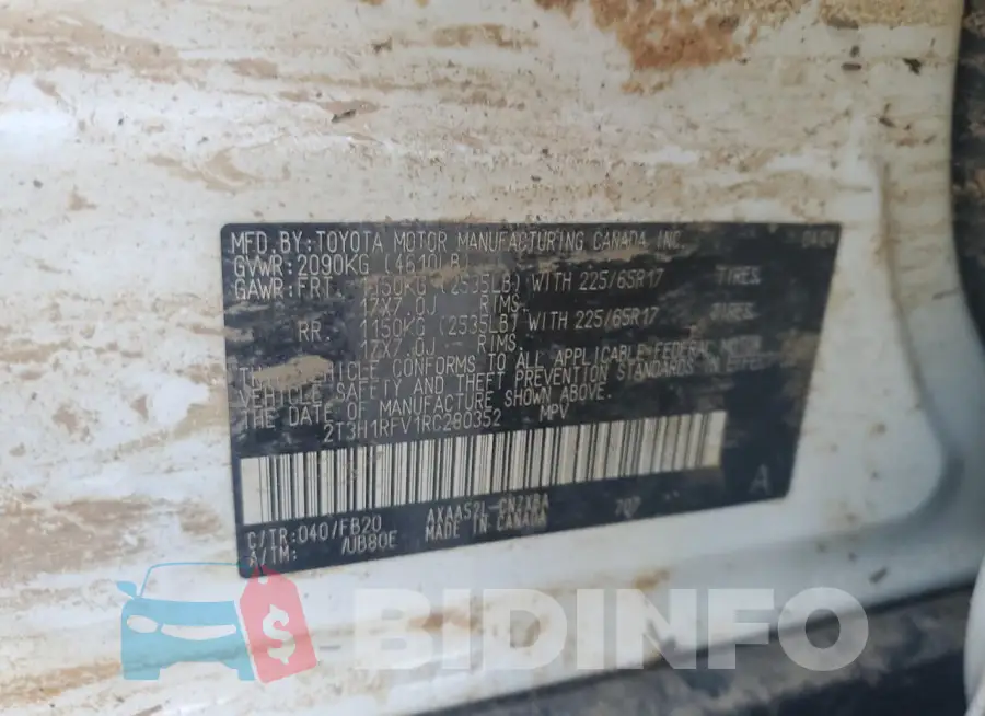 2T3H1RFV1RC280352 Photo# 13
