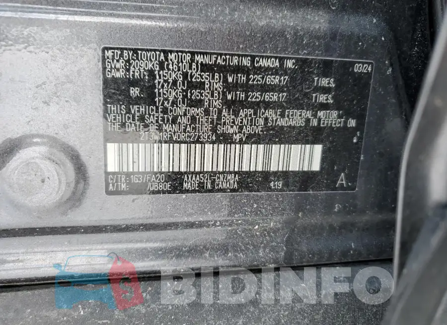 2T3W1RFV0RC273934 Photo# 13