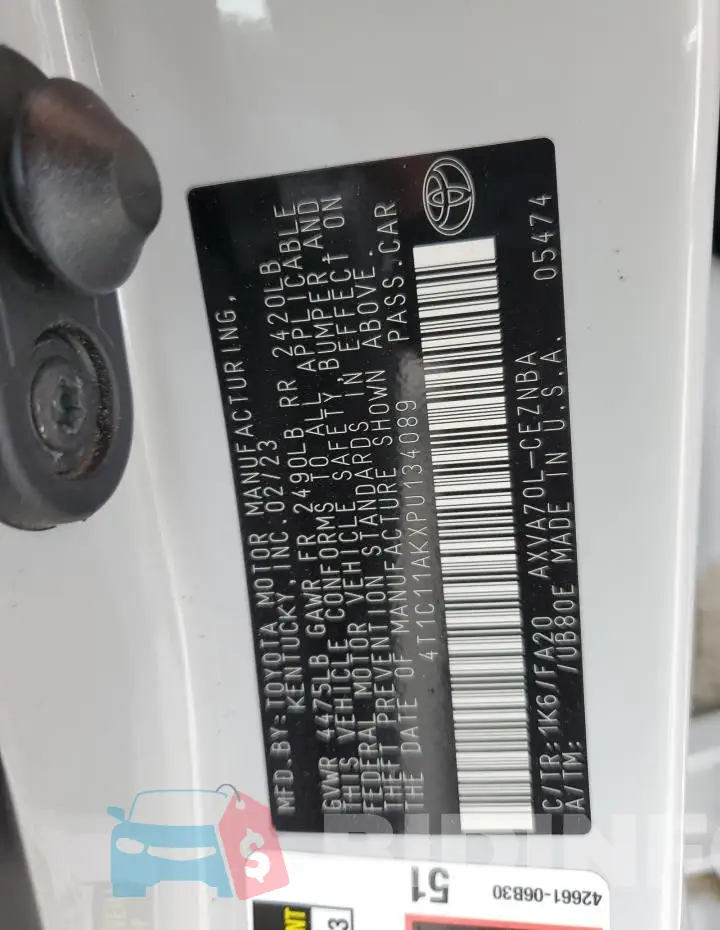 4T1C11AKXPU134089 Photo# 13