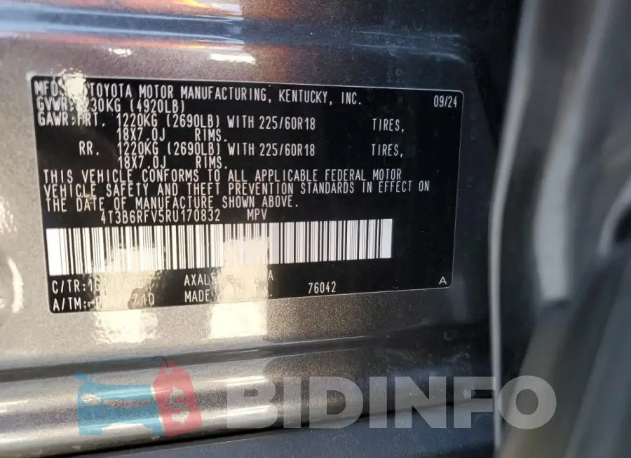 4T3B6RFV5RU170832 Photo# 14