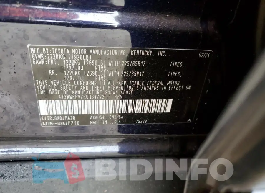 4T3RWRFV7RU134722 Photo# 13