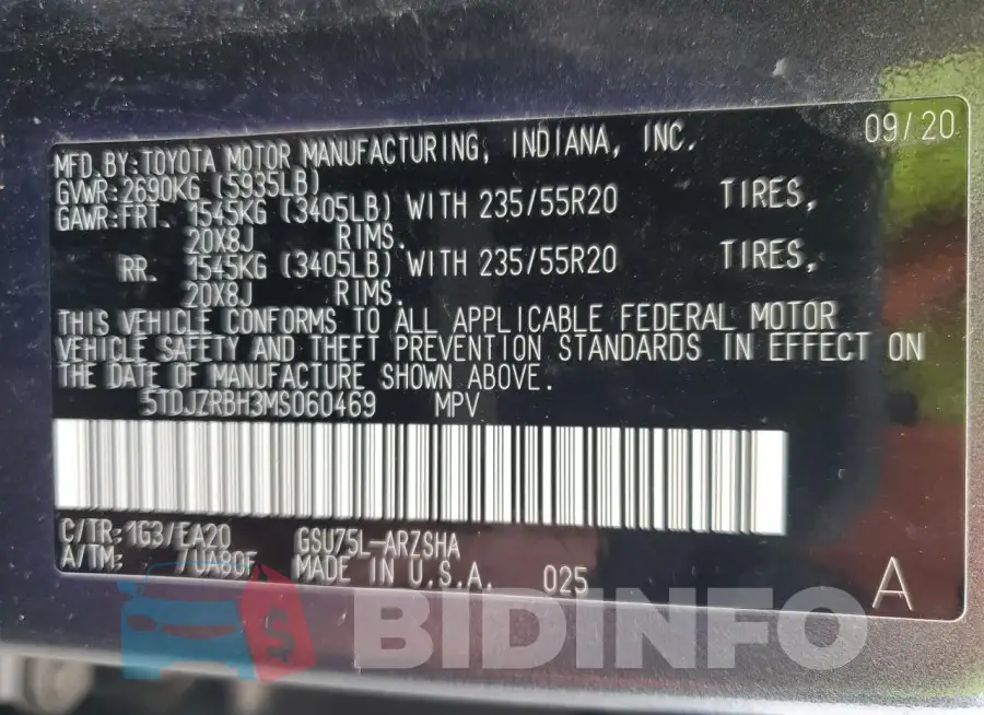 5TDJZRBH3MS060469 Photo# 13