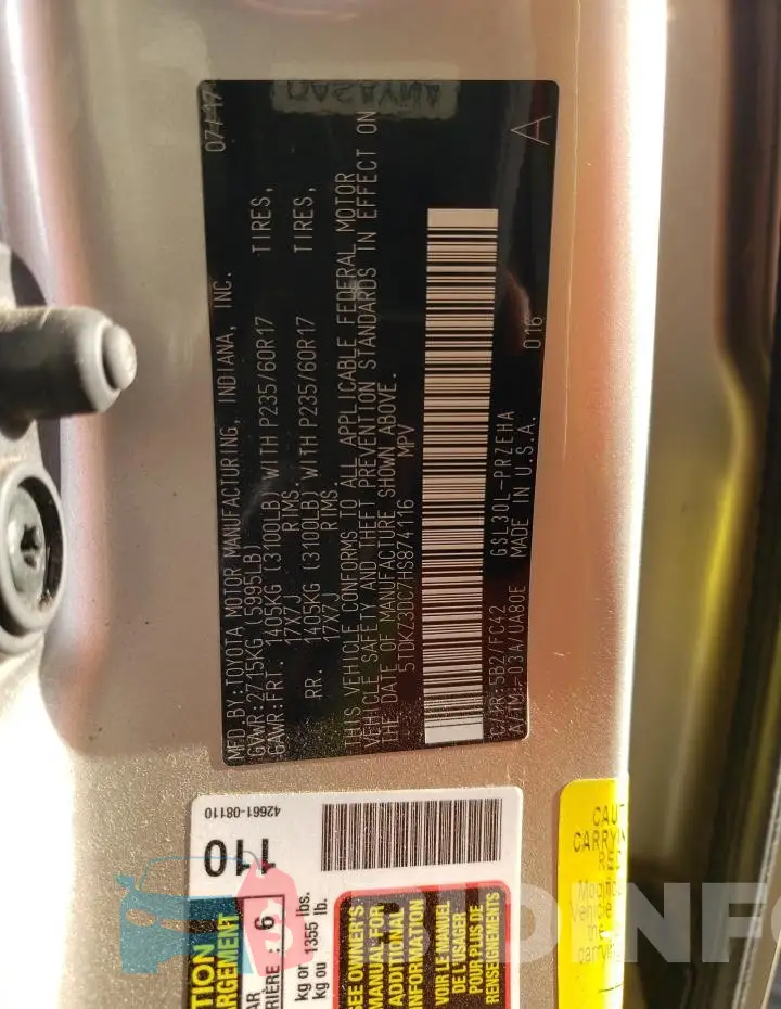 5TDKZ3DC7HS874116 Photo# 14