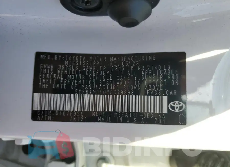 5YFB4MDE0PP049998 Photo# 13