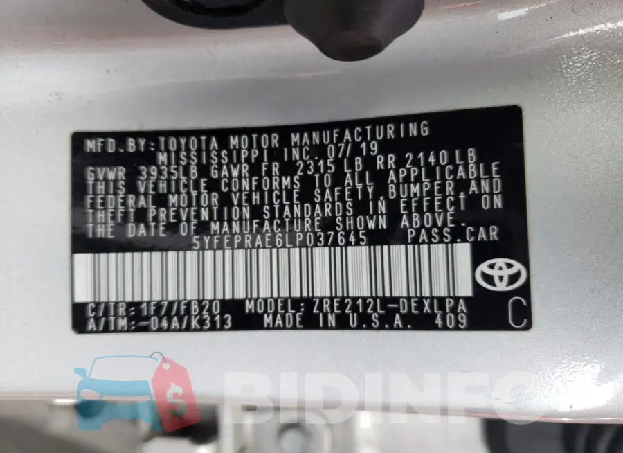 5YFEPRAE6LP037645 Photo# 12
