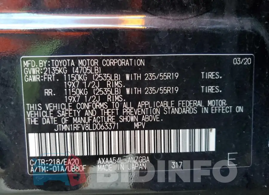 JTMN1RFV8LD063371 Photo# 13