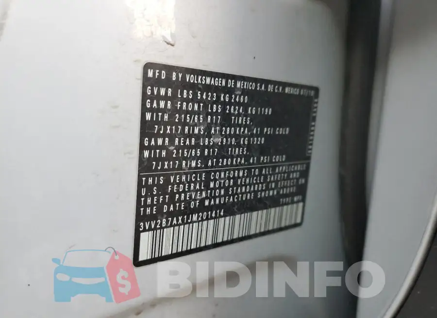 3VV2B7AX1JM201414 Photo# 13