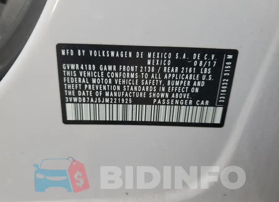 3VWDB7AJ5JM221925 Photo# 12