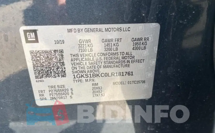 1GKS1BKC0LR181761 Photo# 10