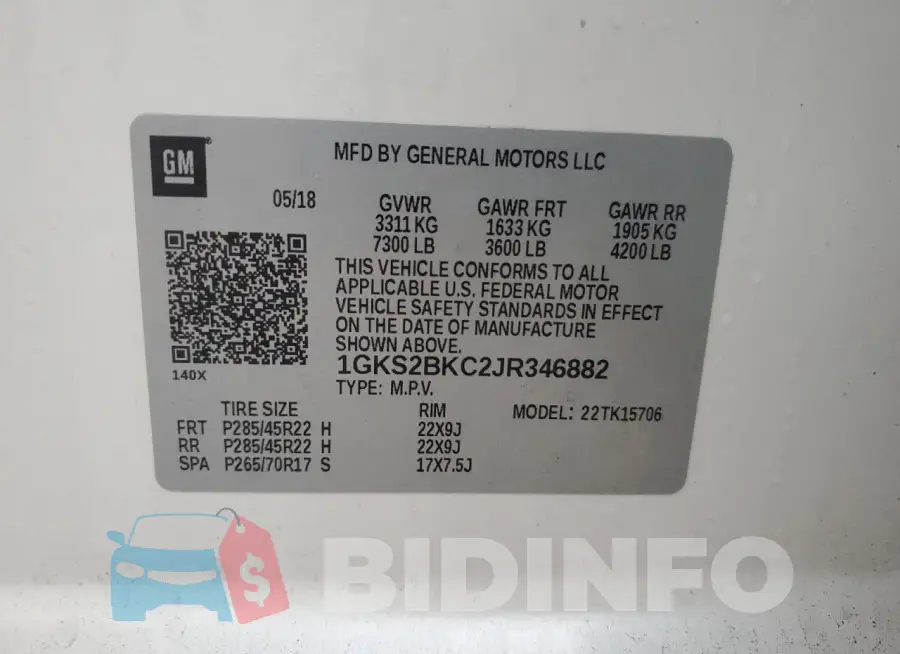 1GKS2BKC2JR346882 Photo# 12