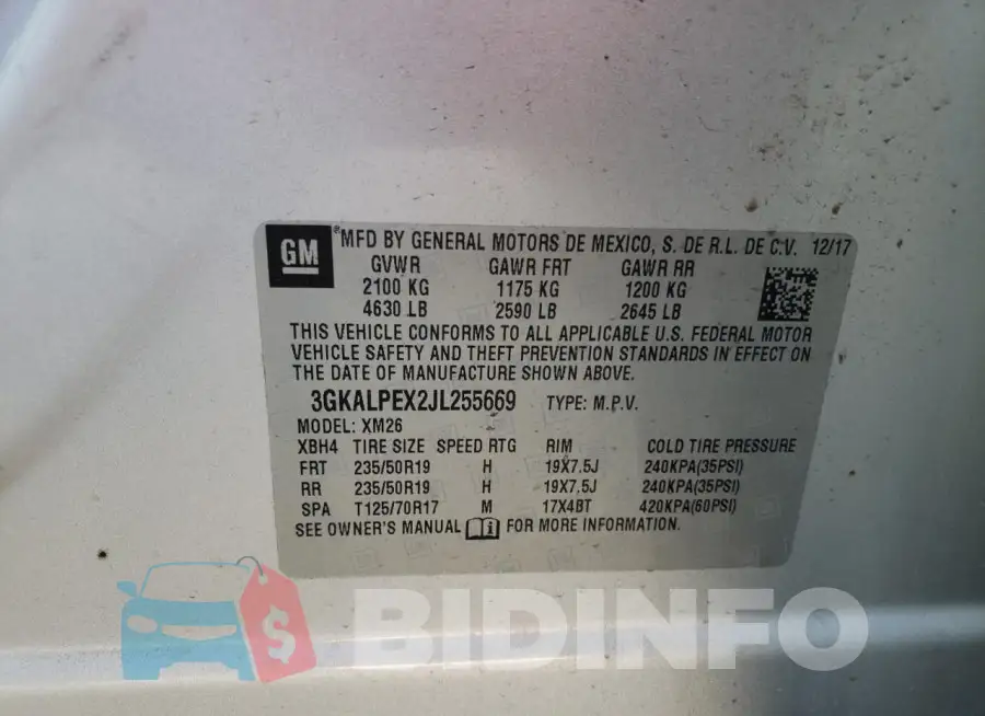 3GKALPEX2JL255669 Photo# 14