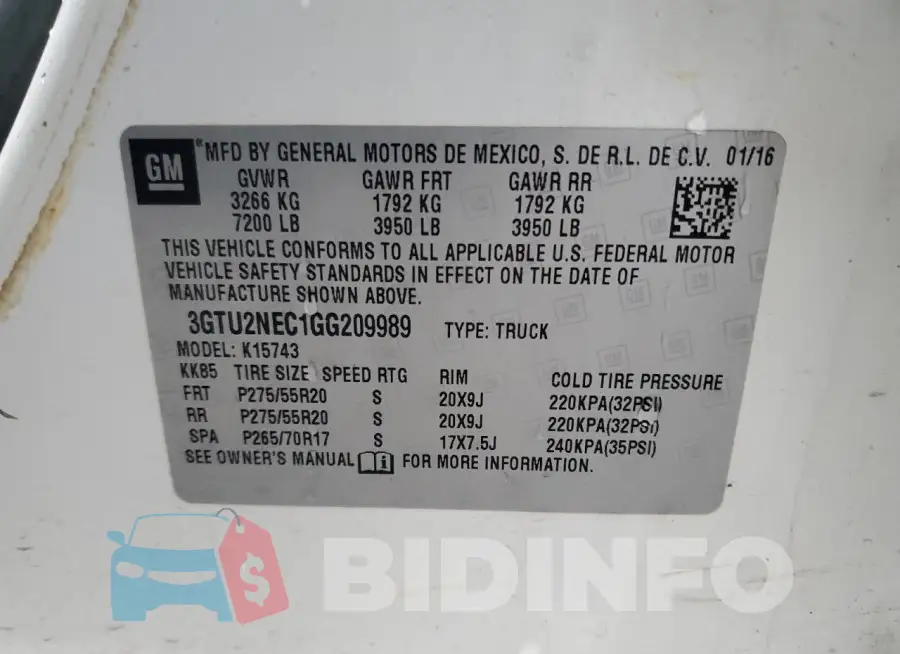 3GTU2NEC1GG209989 Photo# 12