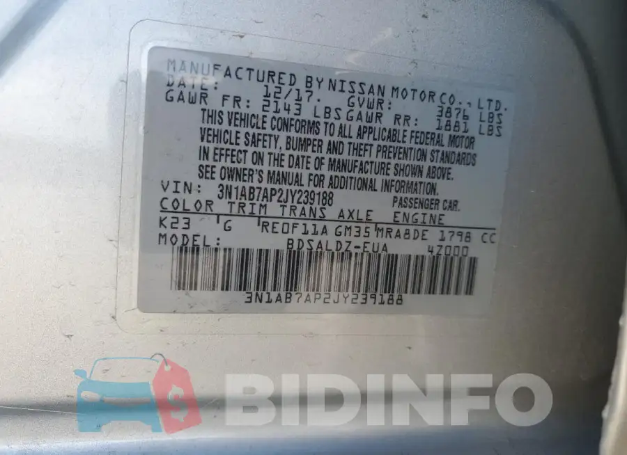 3N1AB7AP2JY239188 Photo# 13
