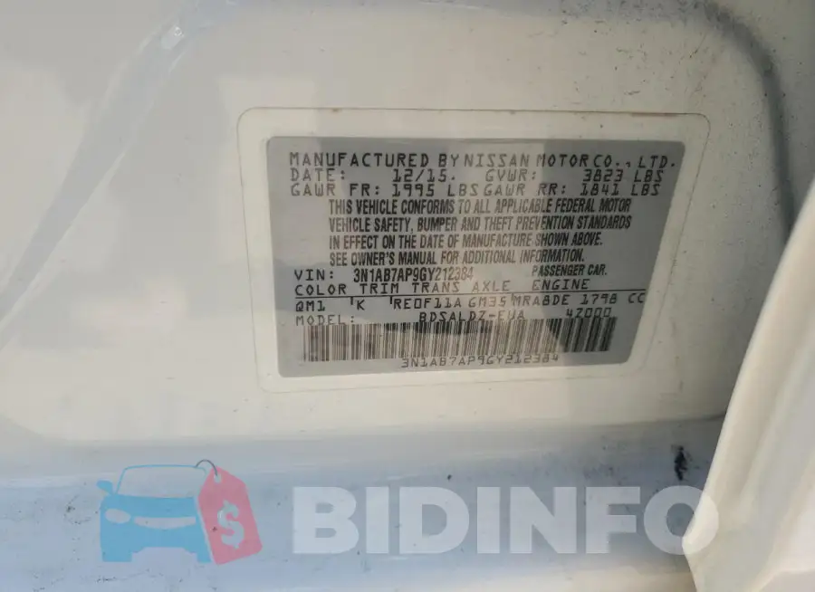 3N1AB7AP9GY212384 Photo# 12