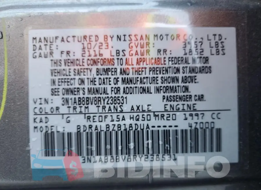 3N1AB8BV8RY238531 Photo# 12