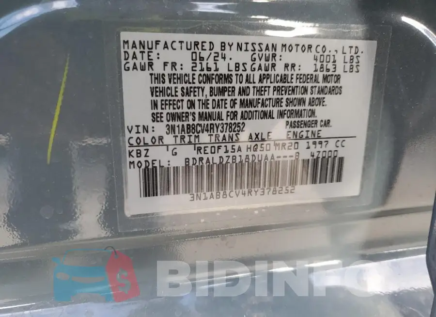 3N1AB8CV4RY378252 Photo# 12