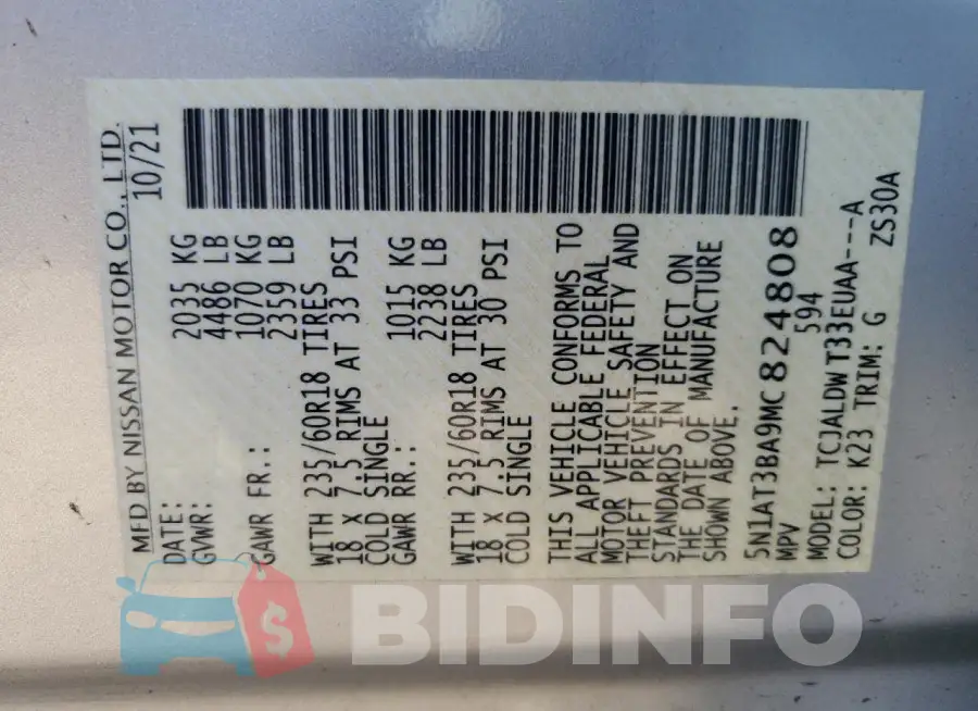5N1AT3BA9MC824808 Photo# 13
