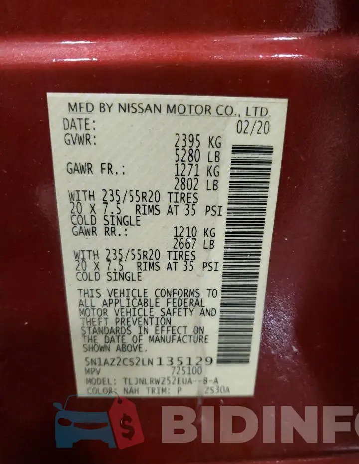 5N1AZ2CS2LN135129 Photo# 13