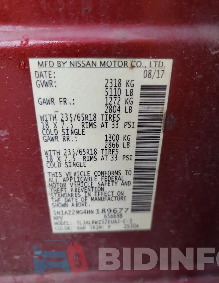 5N1AZ2MG4HN189677 Photo# 14