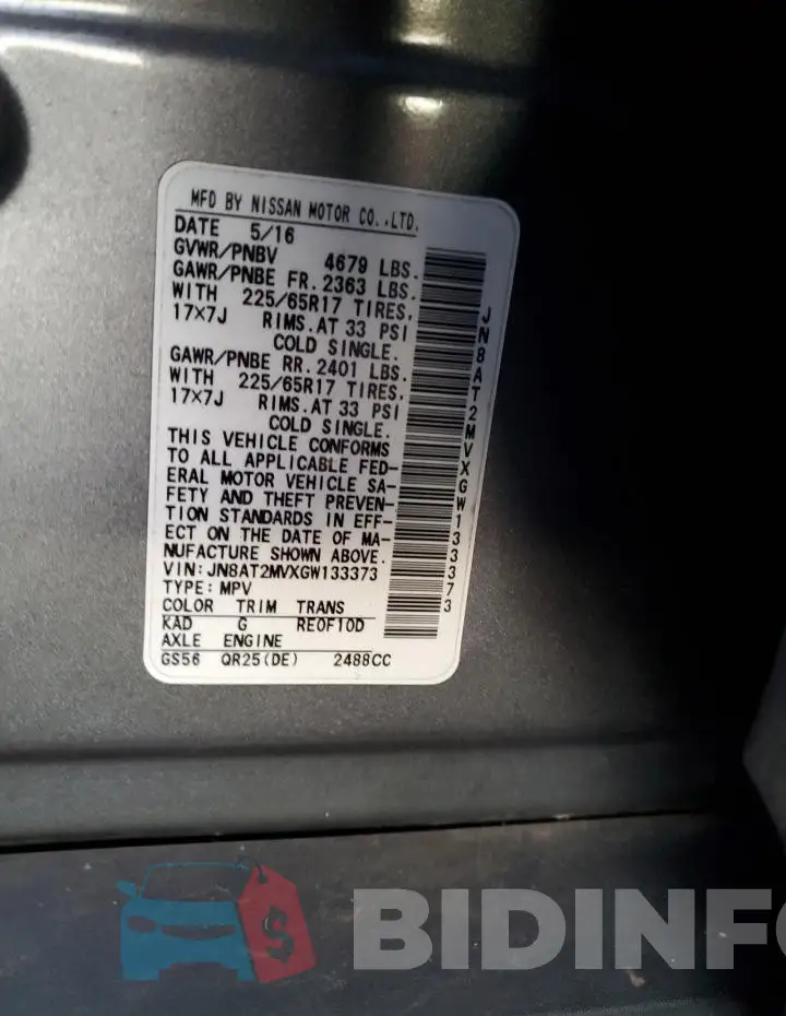 JN8AT2MVXGW133373 Photo# 13