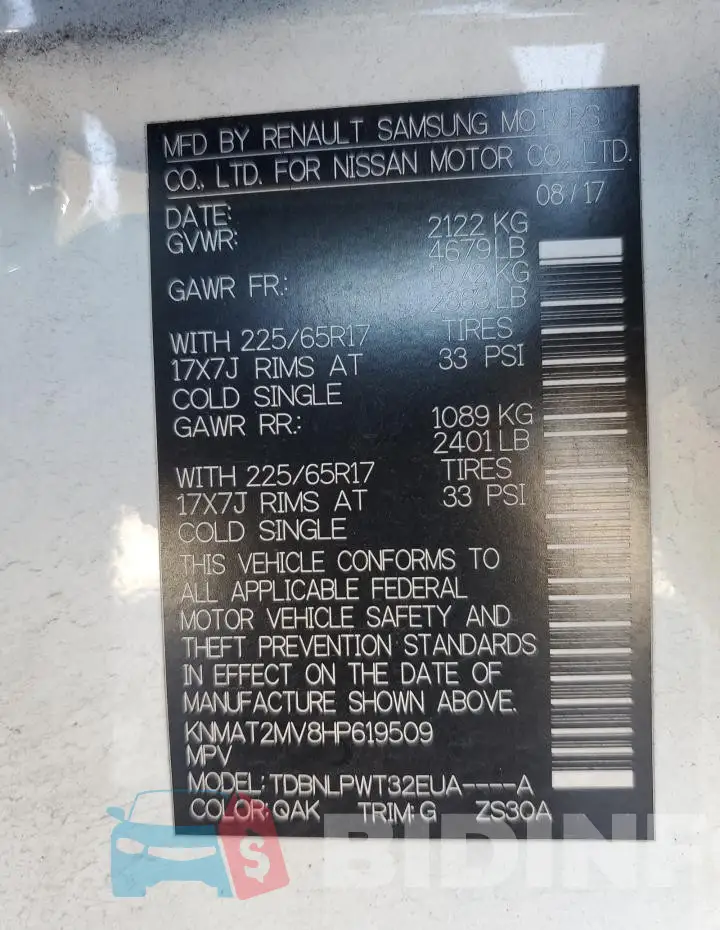 KNMAT2MV8HP619509 Photo# 12