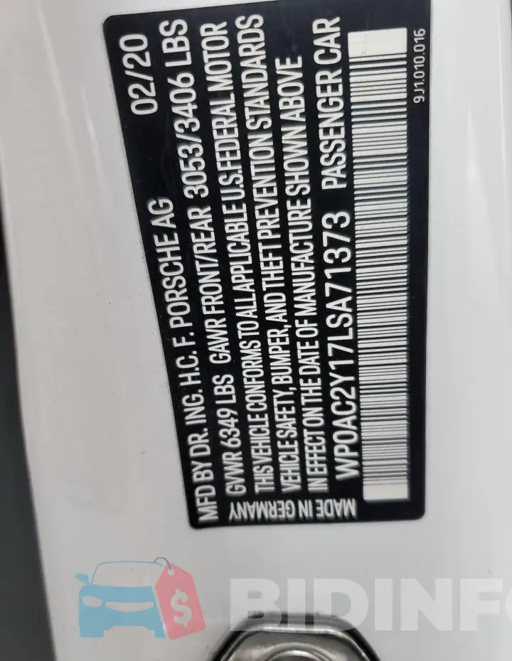 WP0AC2Y17LSA71373 Photo# 12